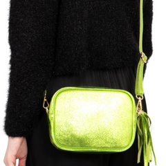 Metallic Leather Bag - Lime
