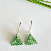 Handmade Green Glitter Triangle Earrings