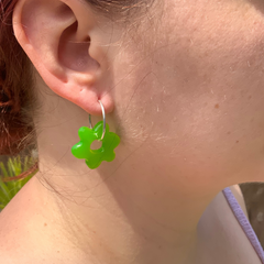 Handmade Green Flower Earrings
