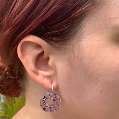 Handmade Sparkling Silver Round Donut Earrings