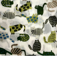 Cartoon Cats Printed Scarf - Green