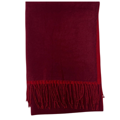 Reversible Burgundy Cashmere Blend Scarf – Two-Tone Tassel Wrap