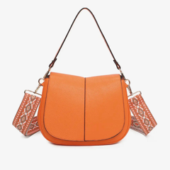 Kimmy Faux Leather Shoulder Bag – Orange | Multi-Compartment Women’s Crossbody Handbag