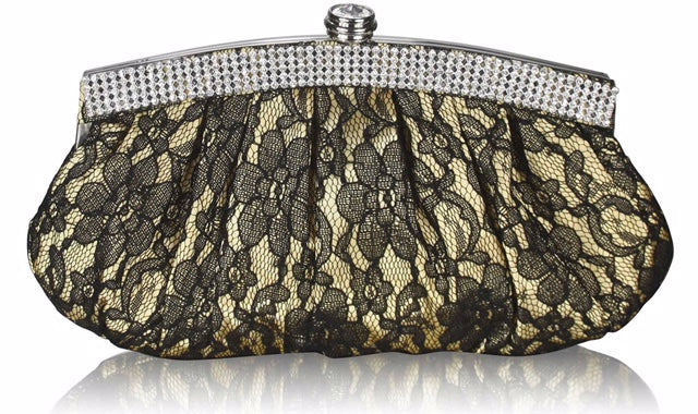 Gold Satin Lace Clutch Bag - Majestico Gifts