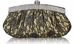 Gold Satin Lace Clutch Bag - Majestico Gifts