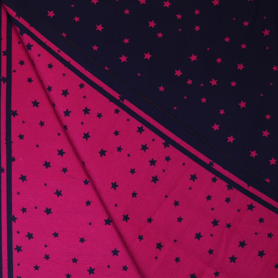 Bright Pink and Navy Reversible Jacquard Star Scarf - Majestico Gifts