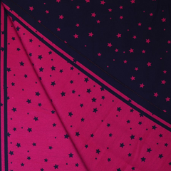 Bright Pink and Navy Reversible Jacquard Star Scarf - Majestico Gifts