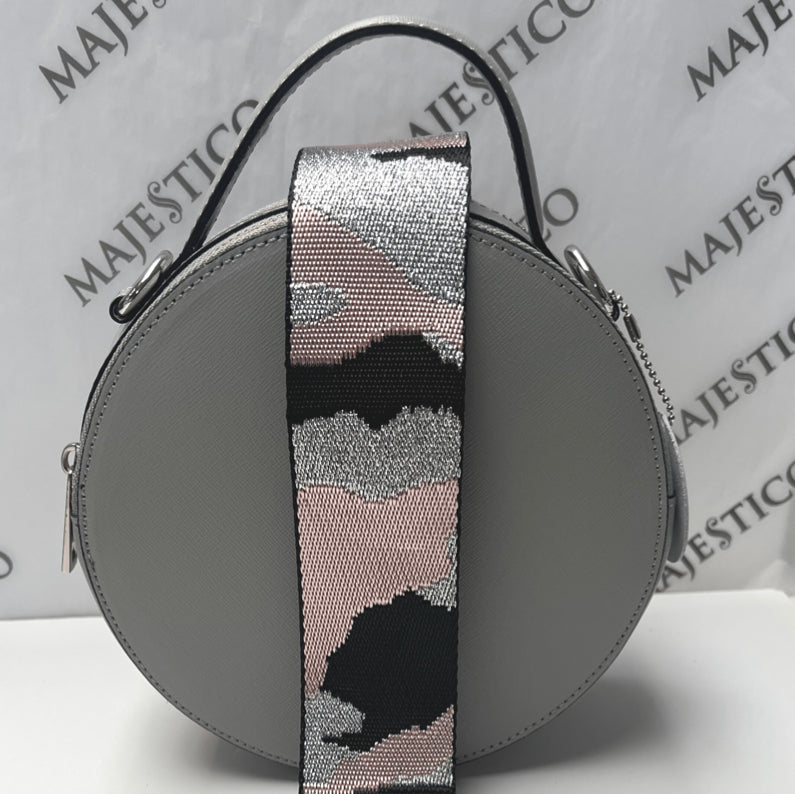 Ladies Leather Bag - ANNA Genuine Leather Circular Bag - Light Grey - Majestico Gifts