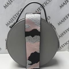 Ladies Leather Bag - ANNA Genuine Leather Circular Bag - Light Grey - Majestico Gifts