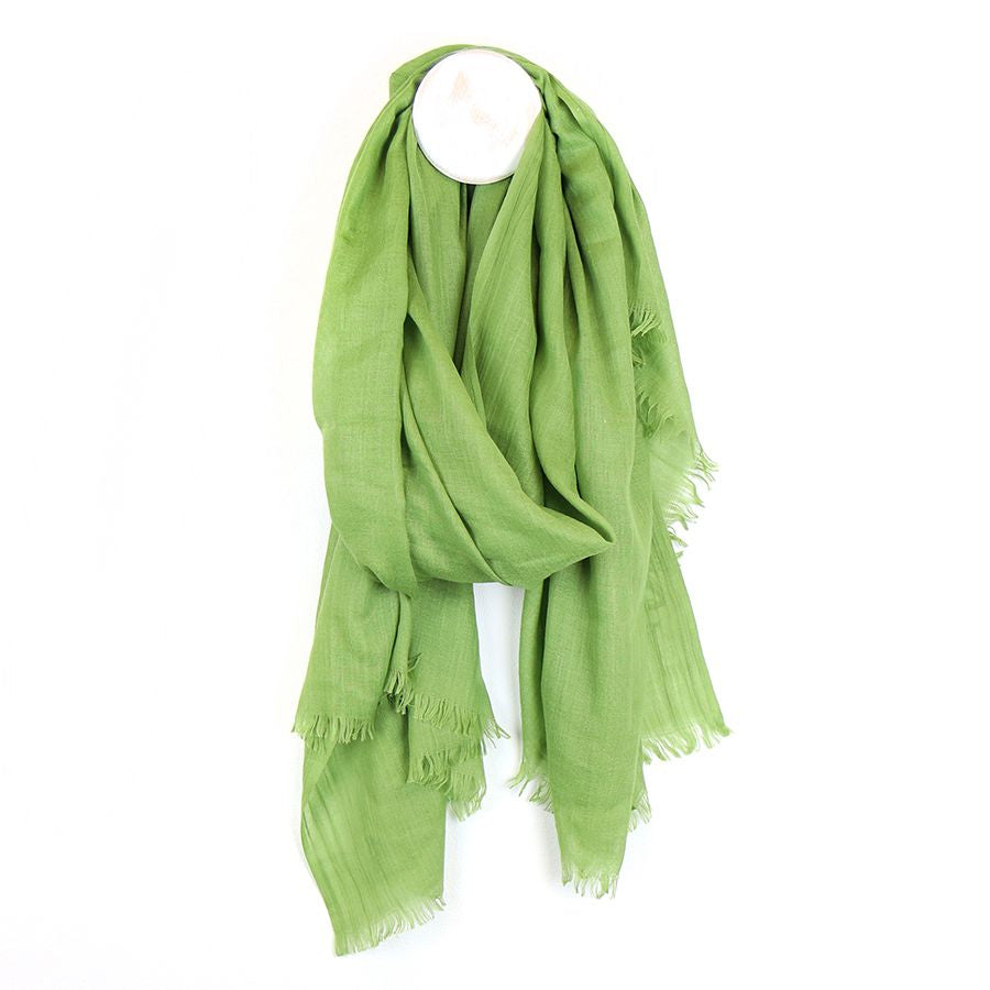 Lime Green Plain Scarf with Eyelash Fringe - Majestico Gifts