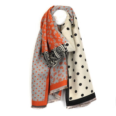 Orange and Grey Mix Dot and Paisley Scarf