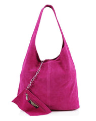 SARA Suede Shoulder Bag - Fuchsia Pink