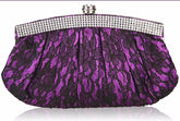 Purple Satin Lace Clutch Bag - Majestico Gifts