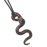 Murano Glass Serpent Pendant Necklace Black/Orange - Majestico Gifts