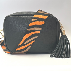 Martina Crossbody Leather Bag - Black