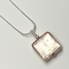Murano Glass Square Pendant - Champagne Ice Crackle - Majestico Gifts