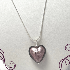Murano Glass Heart Pendant - Amethyst - Majestico Gifts