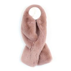 Dusky Pink Faux Fur Pull Through Scarf