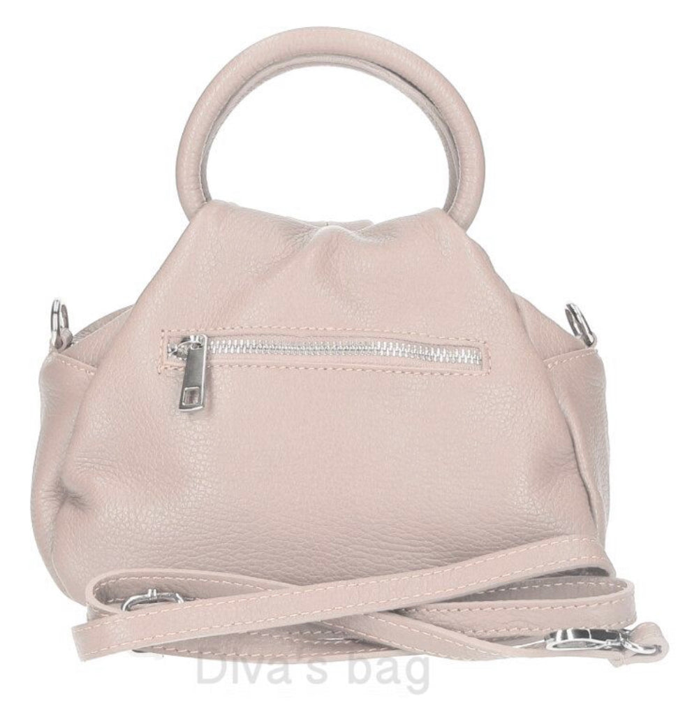 Louisa Genuine Leather Handbag - Powder Pink - Majestico Gifts