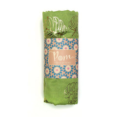 Green Scarf with Golf Monstera Leaf Print - Majestico Gifts