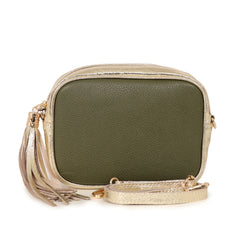 Khaki Gold Two Tone Crossbody Bag