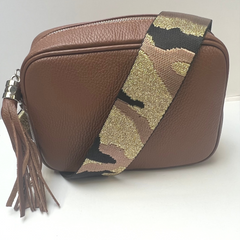 GEMMA Crossbody Leather Bag - Tan - Majestico Gifts