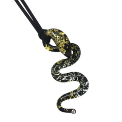 Murano Glass Serpent Necklace - Black/Silver/Gold - Majestico Gifts