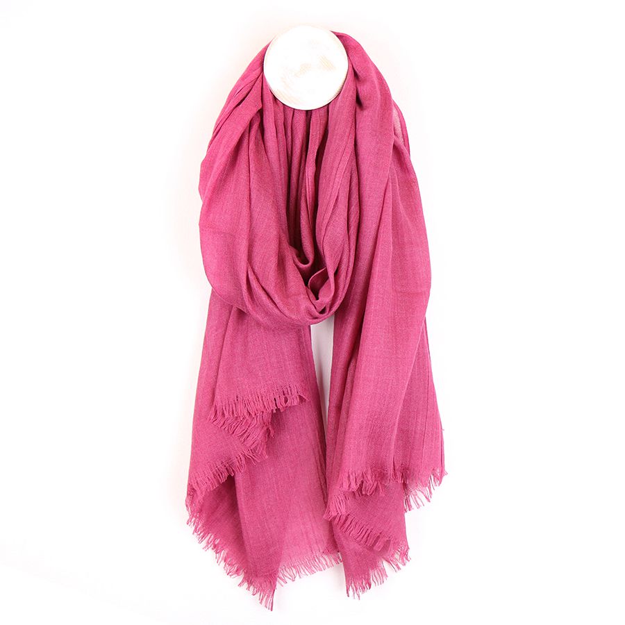 Raspberry Plain Scarf with Eyelash Fringe - Majestico Gifts