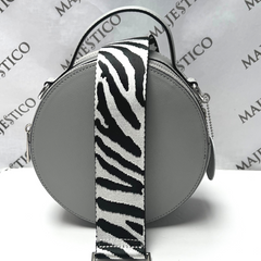 Ladies Leather Bag - ANNA Genuine Leather Circular Bag - Light Grey - Majestico Gifts