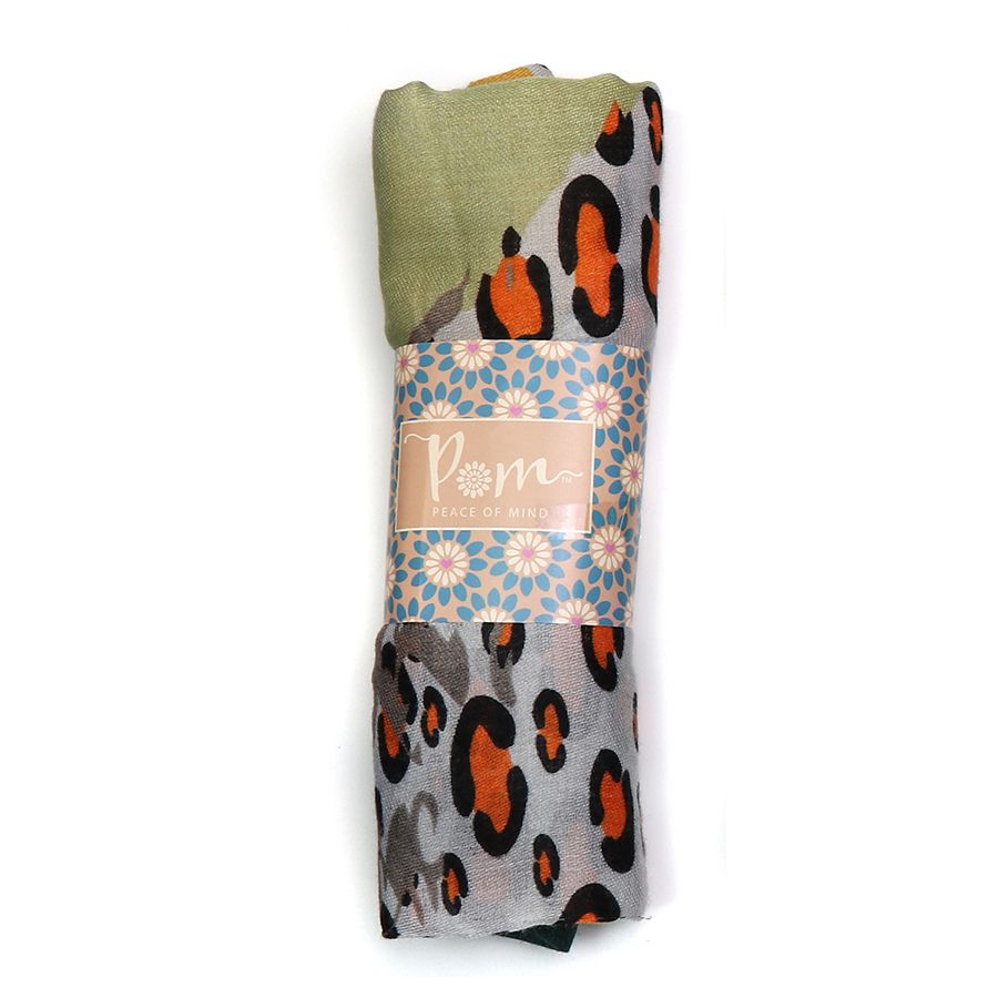 Green Mix Leopard Print Colour Block Print Scarf - Majestico Gifts