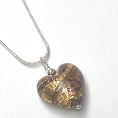 Murano Glass Heart Pendant - Golden Tiger - Majestico Gifts