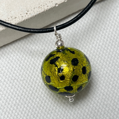Murano Glass Leopard Spot Ball Pendant - Verde - Majestico Gifts
