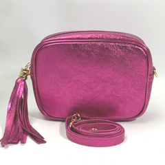 Metallic Leather Bag - Raspberry