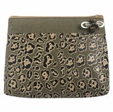Leopard Print Cosmetics Bag in Military Olive - Majestico Gifts