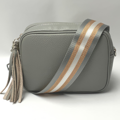 GEMMA Crossbody Leather Bag Light Grey