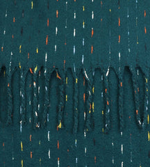 Dark Teal Super Soft Bouclé Scarf with Stitch Detail & Tassels – Chunky Wrap