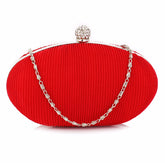 Red Crystal Satin Evening Clutch Bag - Majestico Gifts