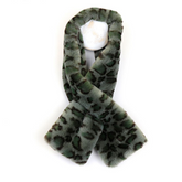 Green Leopard Print Faux Fur Pull Through Scarf