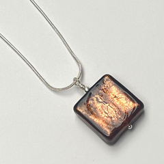 Murano Glass Square Pendant - Marone Crackle - Majestico Gifts