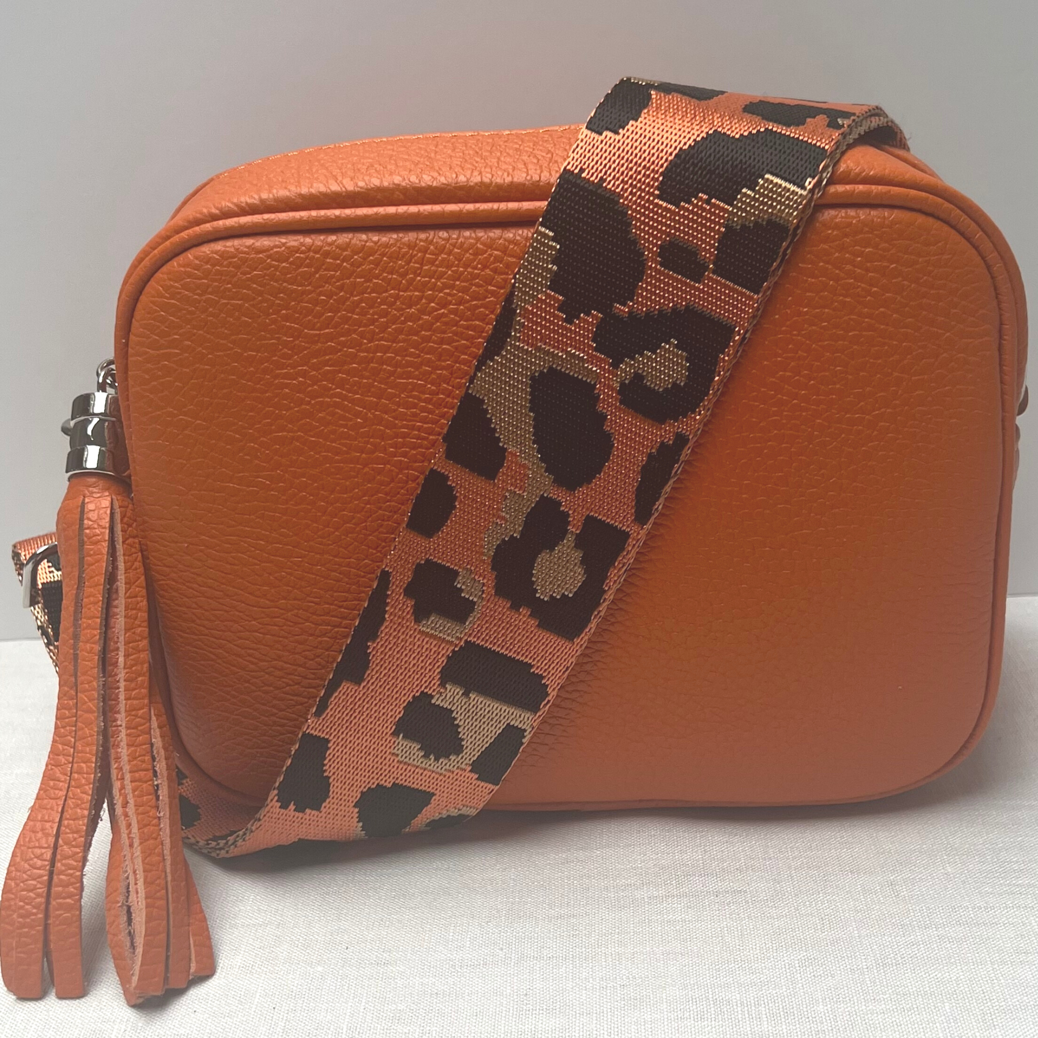 GEMMA Crossbody Leather Bag- Orange - Majestico Gifts