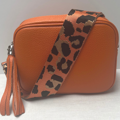 GEMMA Crossbody Leather Bag- Orange - Majestico Gifts