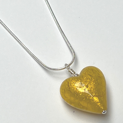 Murano Glass Heart Pendant - Yellow Spice - Majestico Gifts