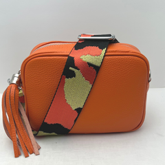 GEMMA Crossbody Leather Bag- Orange - Majestico Gifts