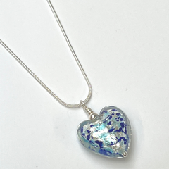 Murano Glass Heart Pendant - Blue Confetti - Majestico Gifts