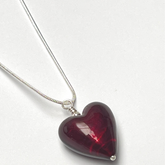 Murano Glass Heart Pendant - Dark Ruby Red - Majestico Gifts