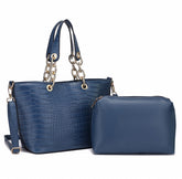Navy Croc Style 2 Piece Bag Set - Majestico Gifts
