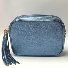 Metallic Leather Bag - Denim Blue