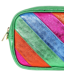 Metallic Leather Bag - Green Stripe
