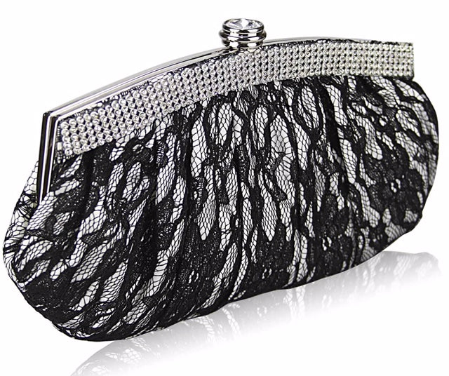 White Satin Lace Clutch Bag - Majestico Gifts