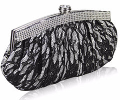 White Satin Lace Clutch Bag - Majestico Gifts